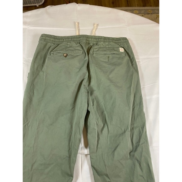 Marine Layer Mens Saturday Slim Fit Pants Olive Green Elastic Waist Large - Picture 12 of 15